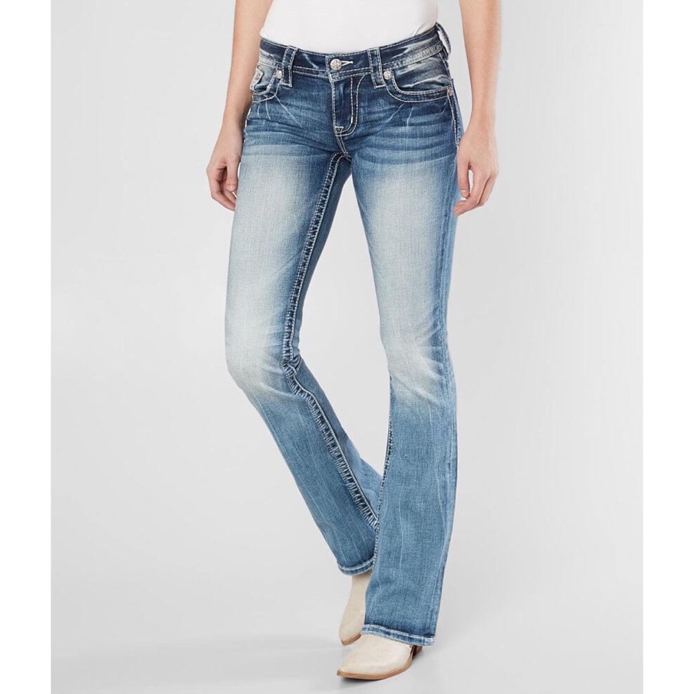 Miss Me Signature Boot Stretch Jeans Embellished Back Pockets Size 27